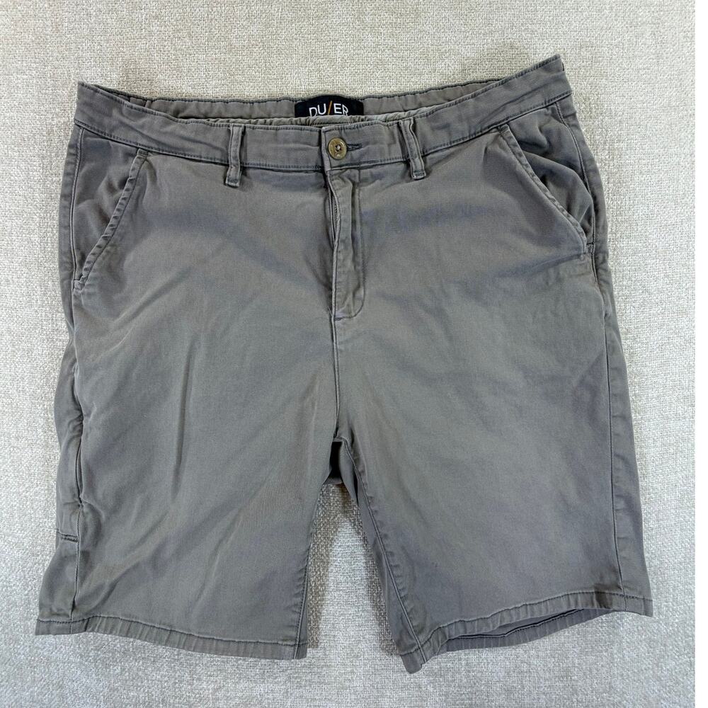 DU/ER Men's Tan 36 Ultra Lightweight Stretch Cooling Chino Shorts Travel Casual